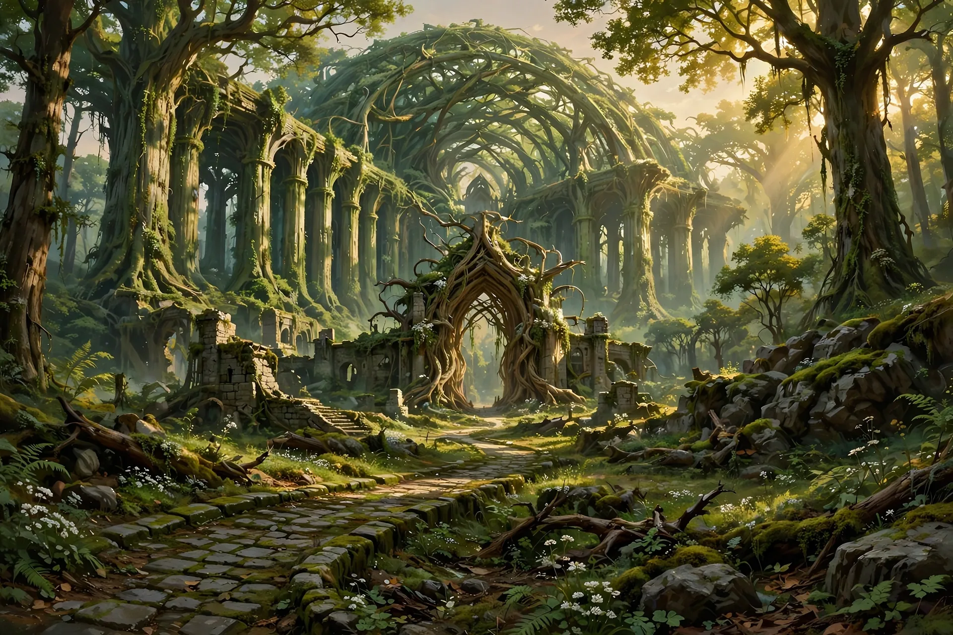 The Green Cathedral concept sheet: the exterior, in color