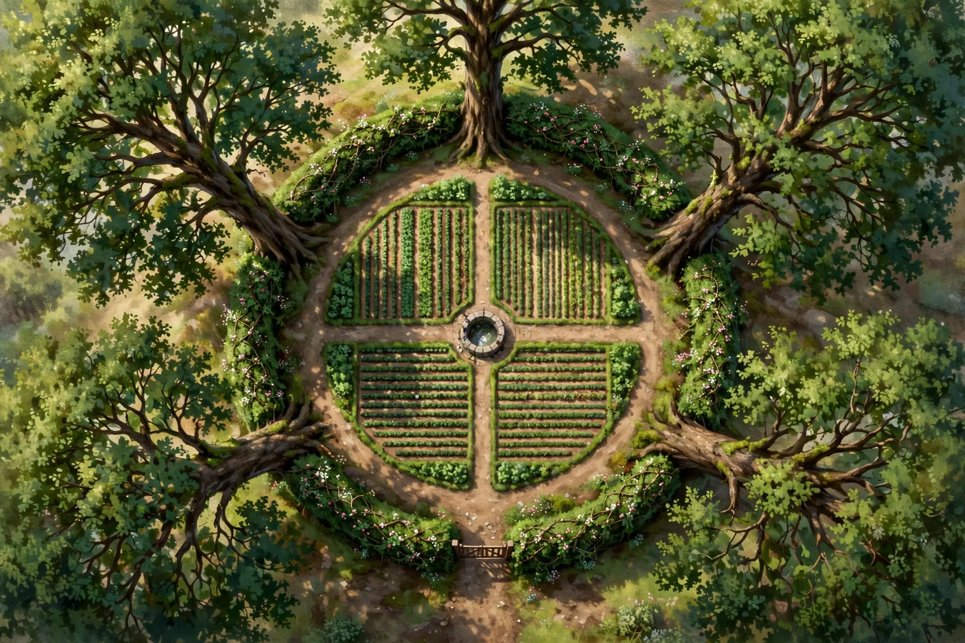The Hearth, true design: the plan of the ring from above, in color