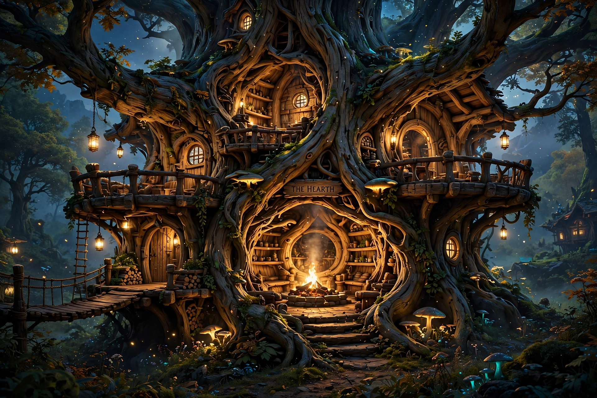The Hearth at dusk in AAA 3D style